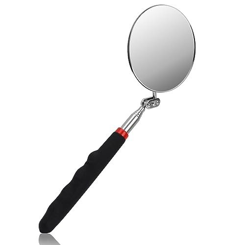 Telescoping Flexible Circular Mirror - 360 Rotation with Extended Handle 3 Inch
