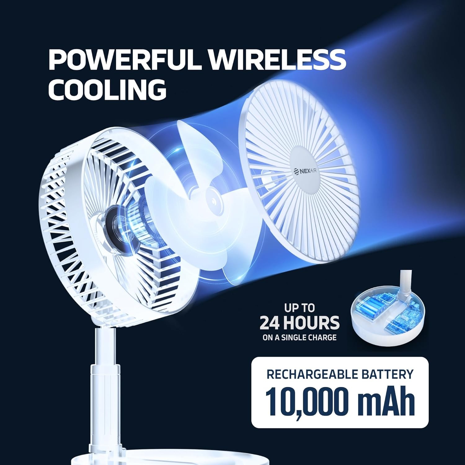 8" Foldable Fan, Oscillating 4 Speed Portable Fan Adjustable Height