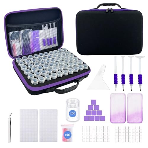 Diamond Art Storage Containers with Dot Drill Tools, 60 Slots Bead Organizer