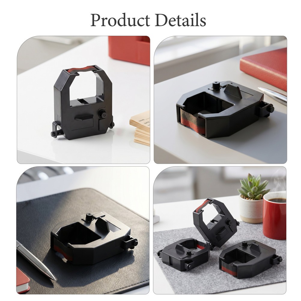 3Pcs Durable Time Clock Ribbon Replacement Black Red Ink Cartridge
