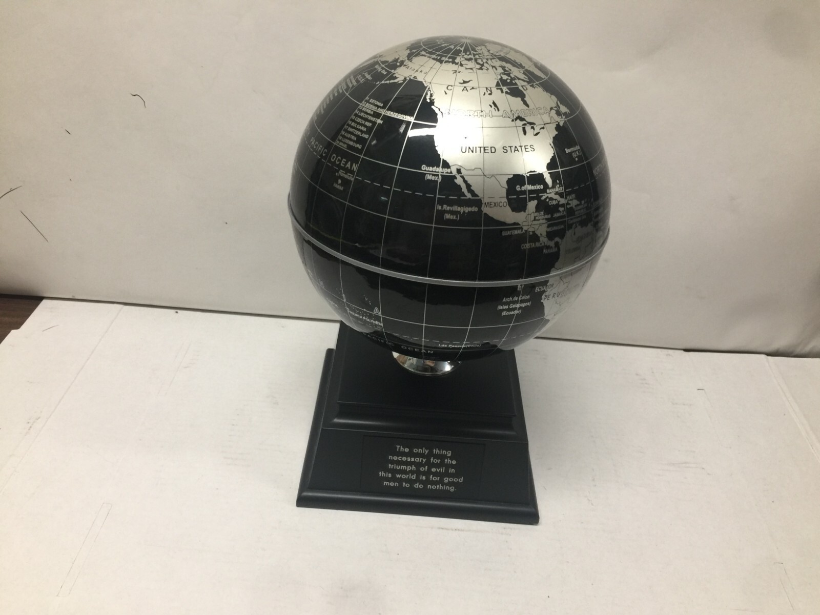 Solar Spinning Globe in Black & Silver Things Remembered