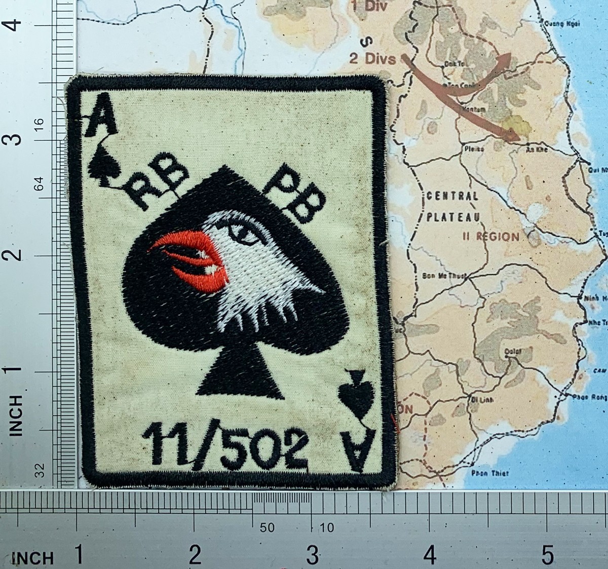 Ace of Spades Patch , 502nd / 101st AIRBORNE , BATTLE A SHAU , Vietnamw , p2-16