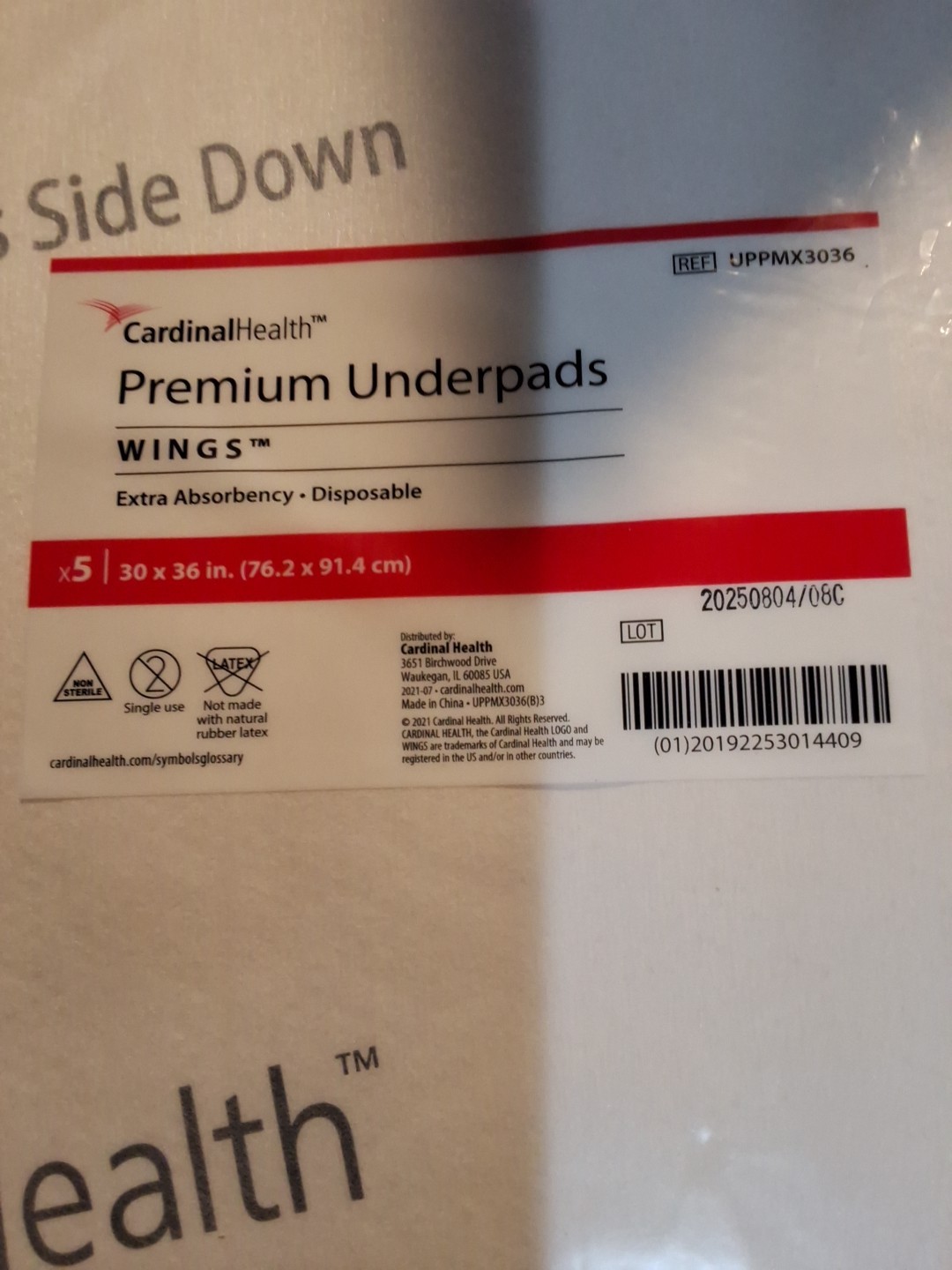 😲WOW  25ct. 2021 Cardinal Health 5 PACK OF 5 Premium Underpads Wings, 30"×36"