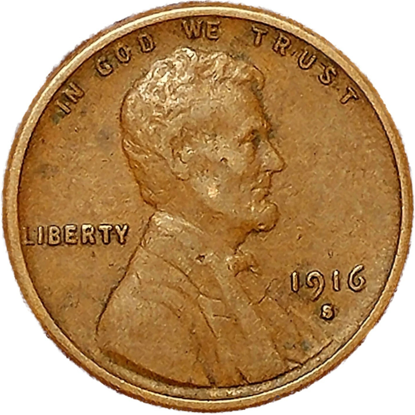 1916 S Lincoln Wheat Cent FINE - VERY FINE Condition Circulated Copper 1c Penny