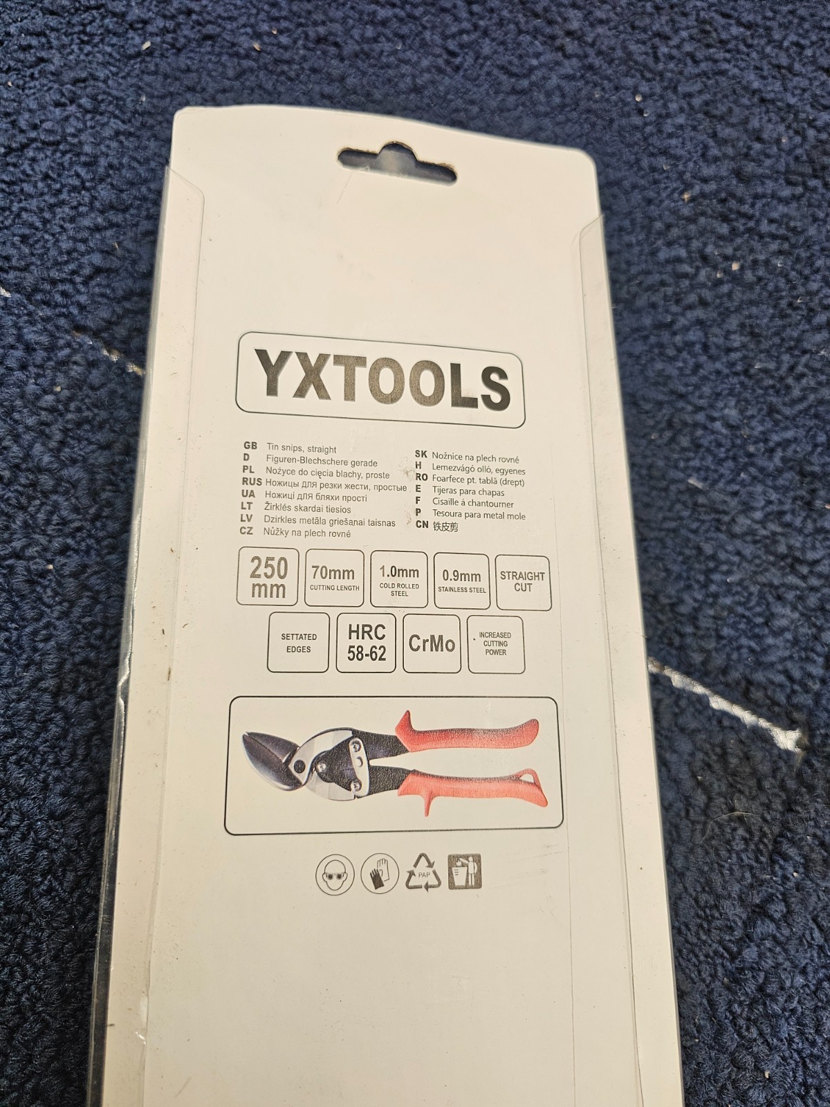 YXTOOLS Aviation Left Snips 250mm, 70mm Cutting Length Straight Cut CrMo