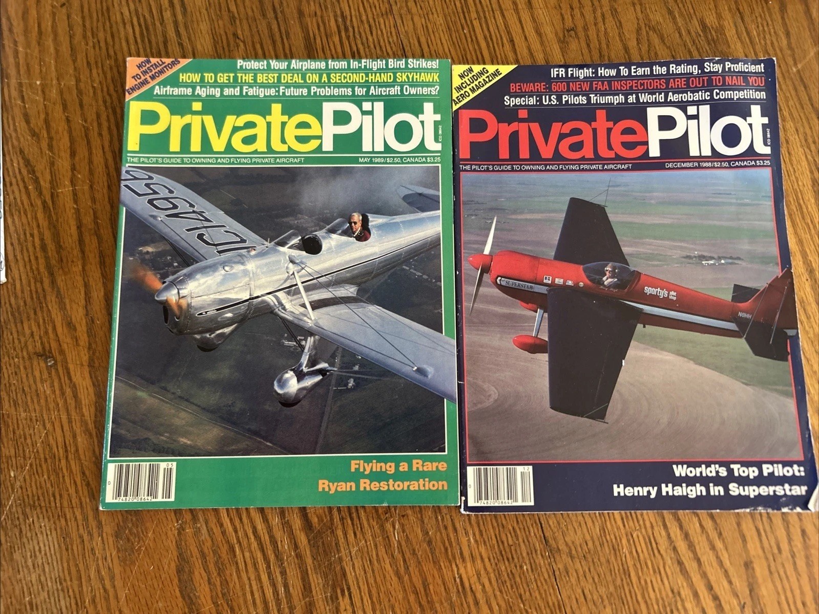 PRIVATE PILOT AVIATION MAGAZINE/ MAY 1989 & DEC 1988 VG Condition