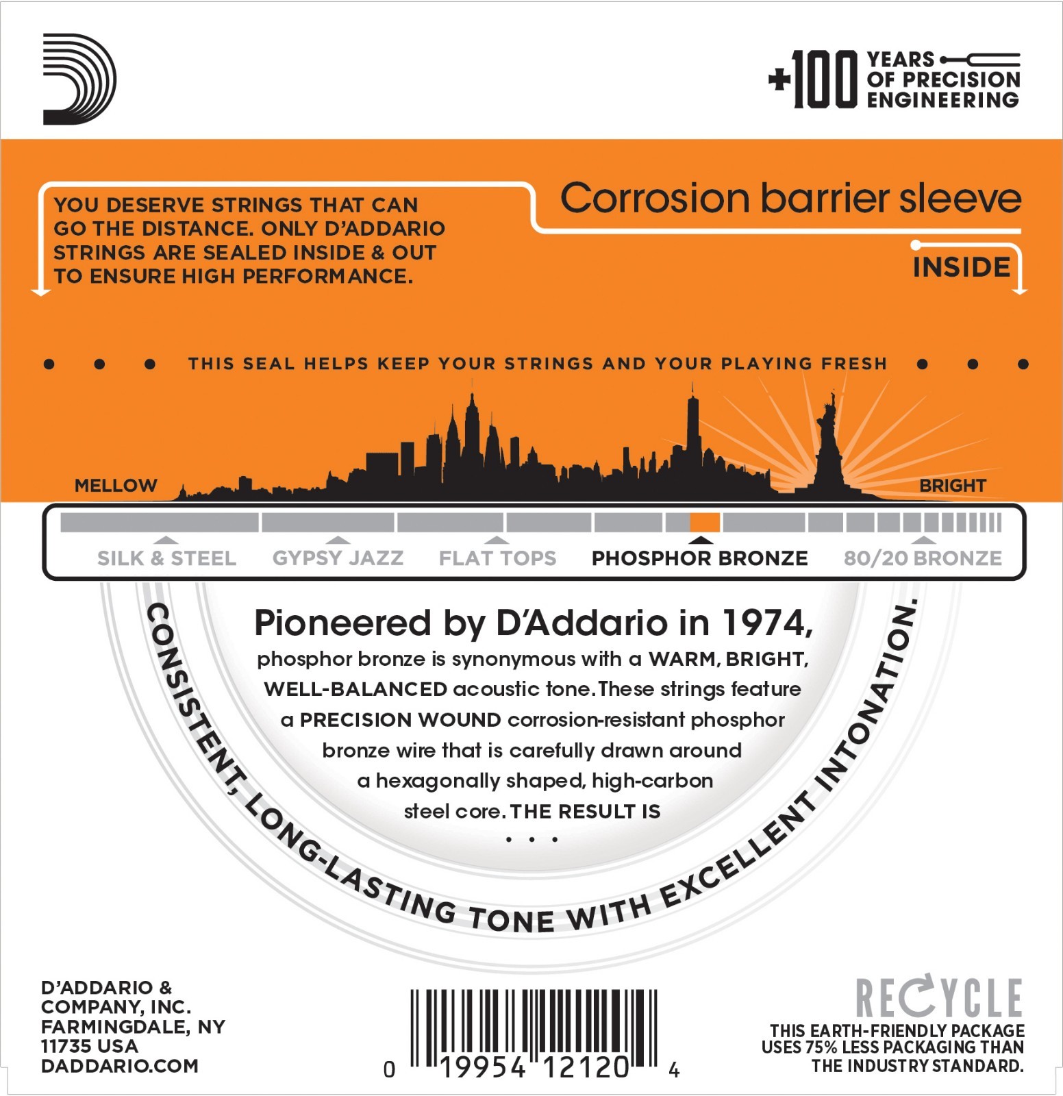 D'Addario EJ41 12-String Phosphor Bronze Acoustic Guitar String 9-45 Super Light