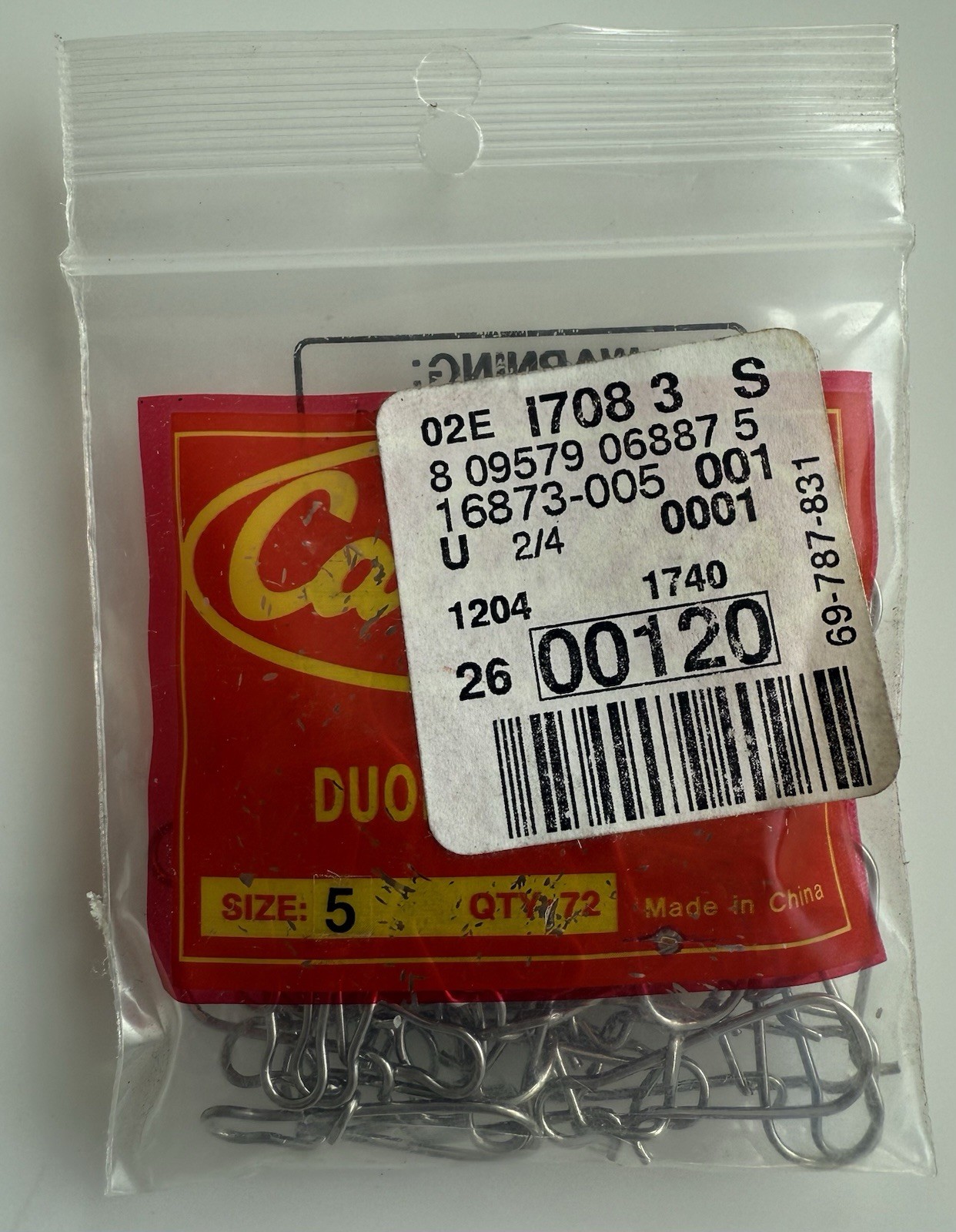 CABELA'S Duolock Snap NI-5 Nickel/5 Swivels Size 5, Qty 72 - New