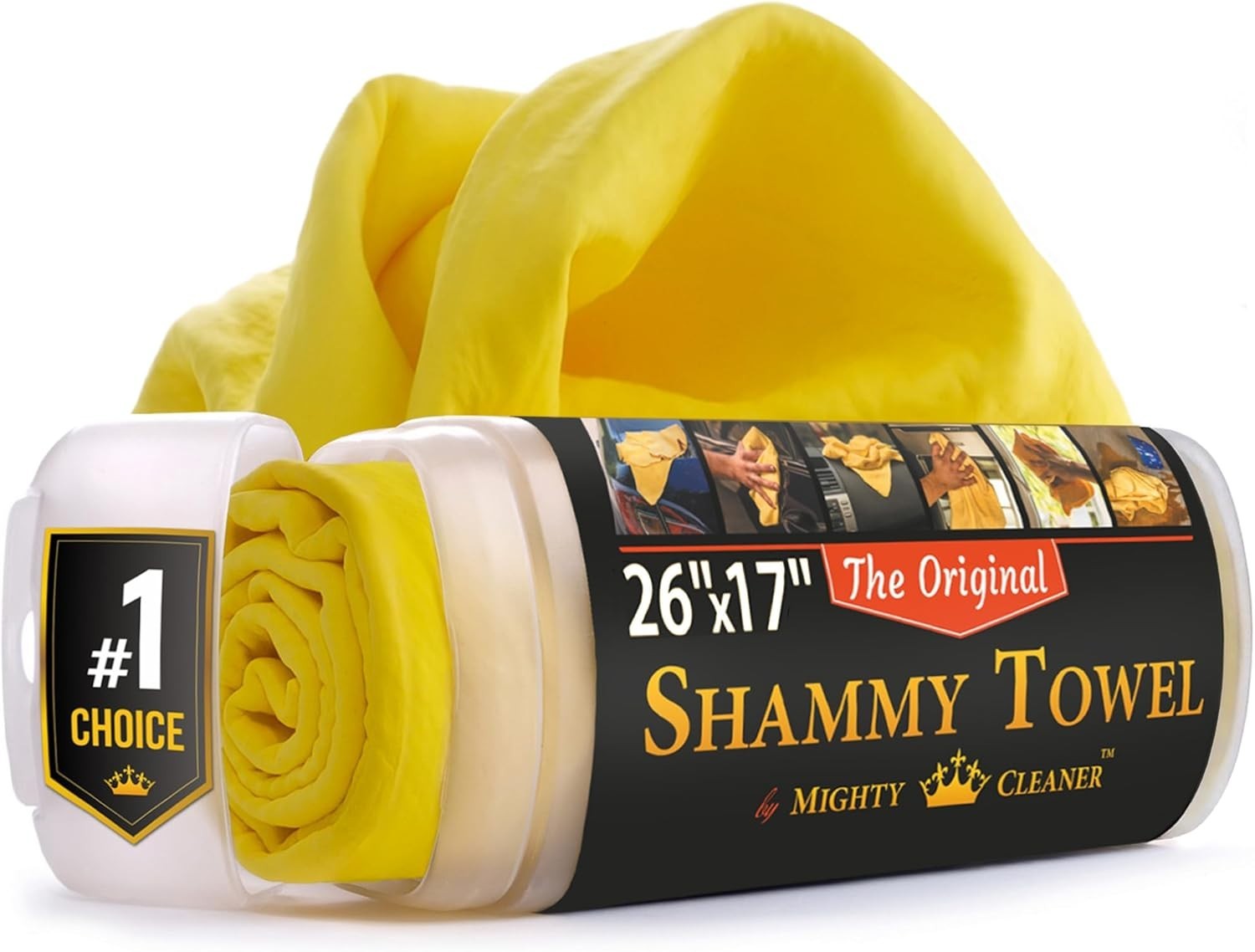 "Premium Shammy Cloth for Car Drying - 26”x17” - Super Absorbent Large, Yellow "