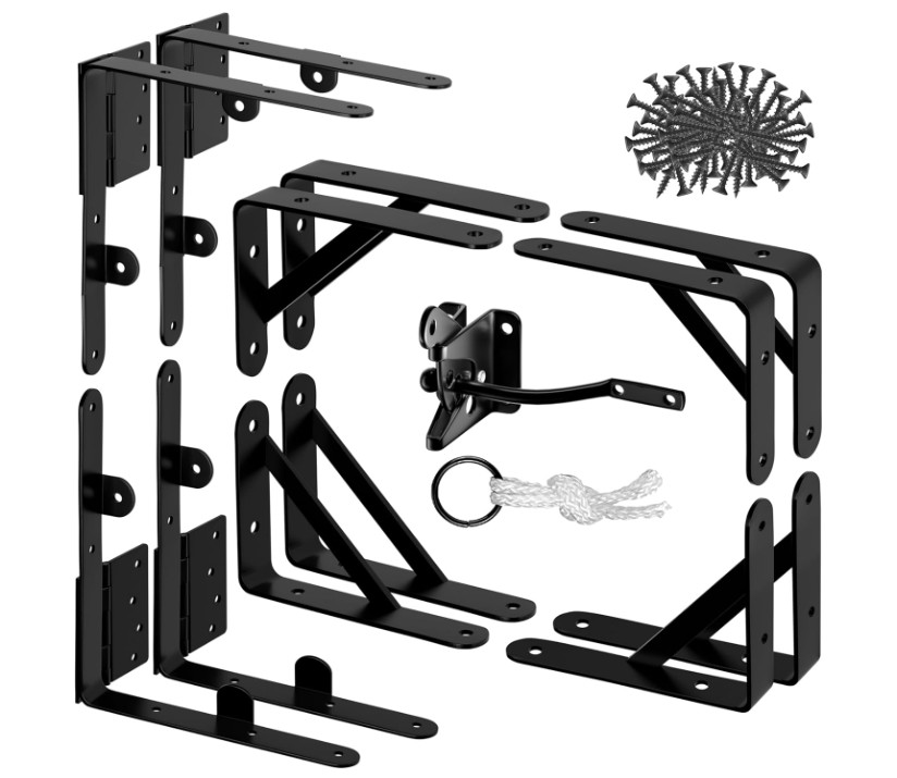 Kit anticaída reforzado para portón de madera, soporte 90° con bisagras (2 juego