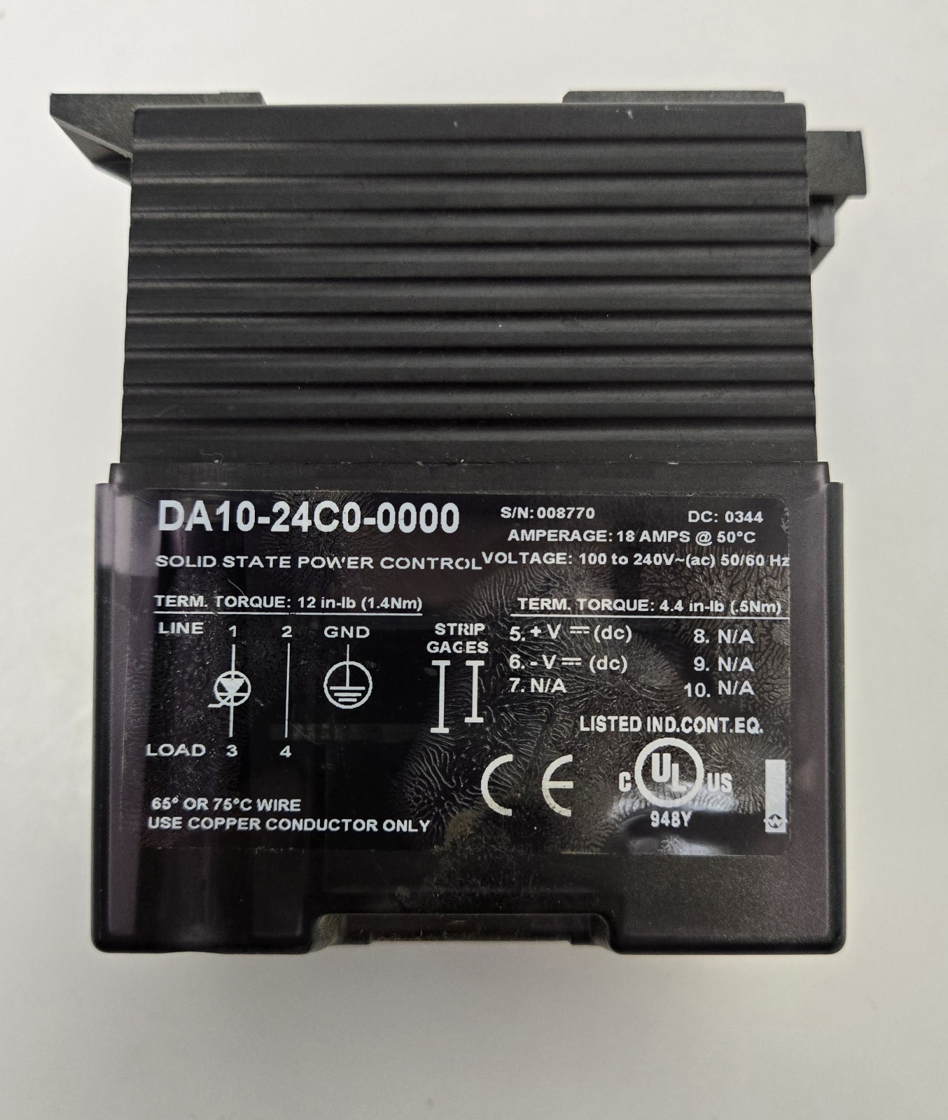 WATLOW SOLID STATE POWER CONTROL DA10-24C0-0000.