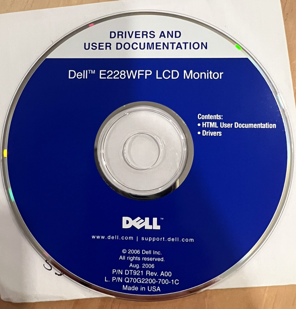 Dell E228WFP LCD Monitor Drivers and User Documentation CD-ROM