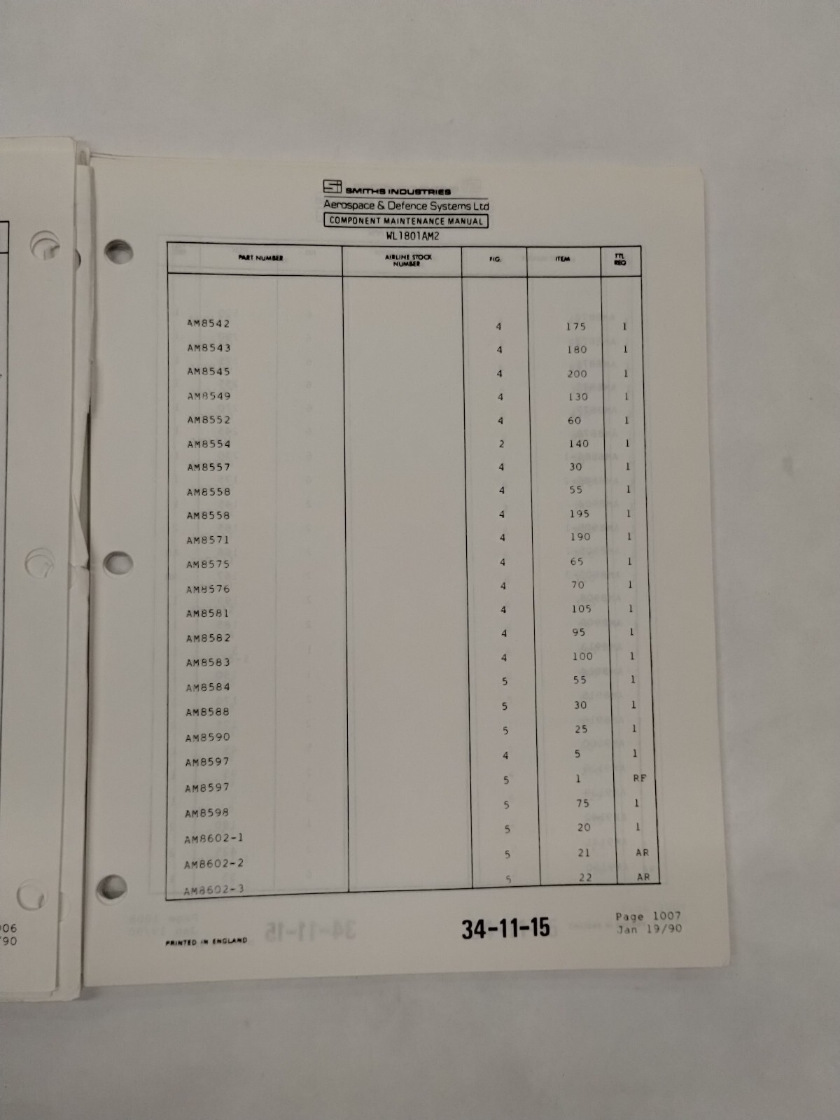 Smiths Industries Counter/Pointer Altimter WL 1801AM2 Maintenance/Parts-Original