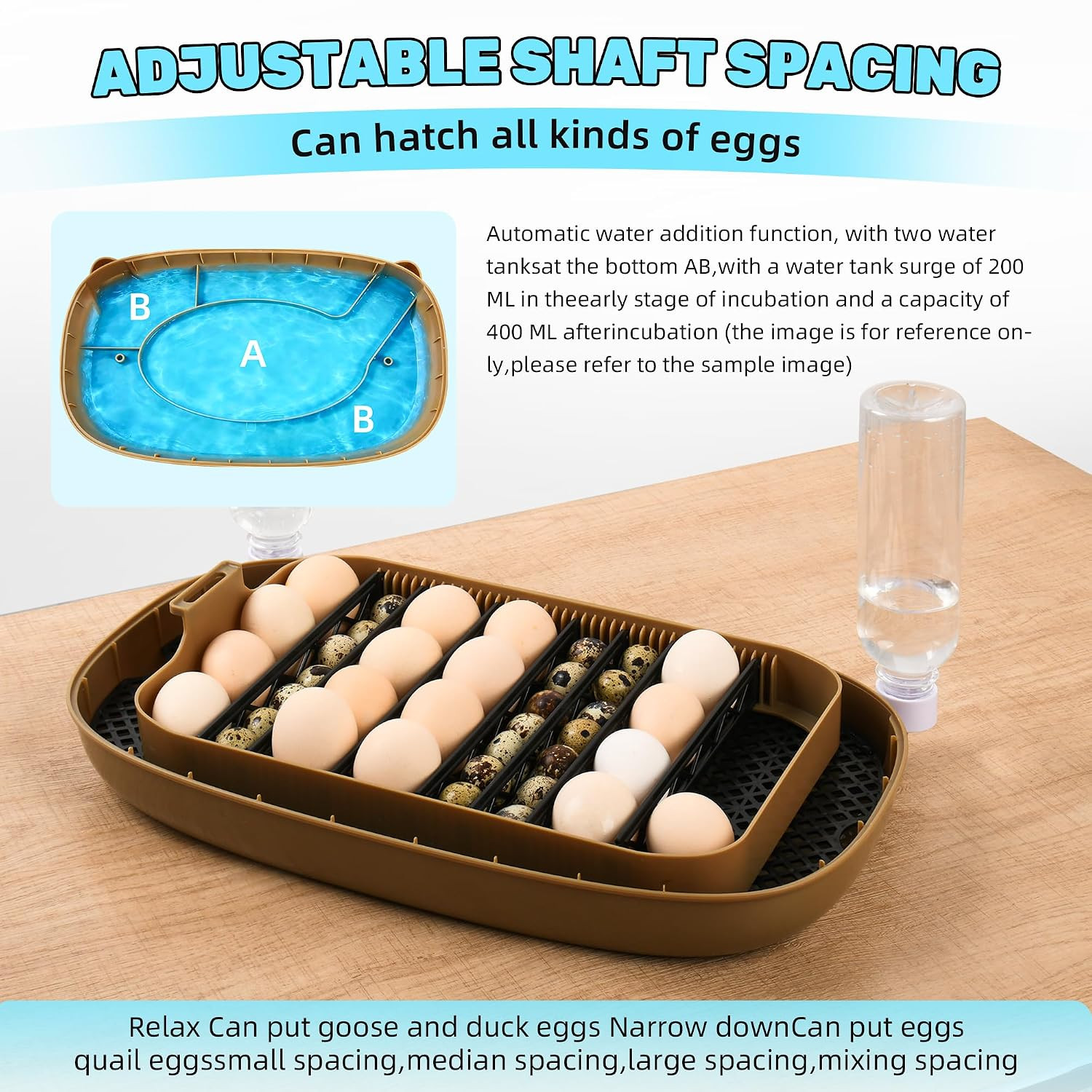 24 Eggs Incubator with Auto Water Refill & Humidity Control, Automatic Egg