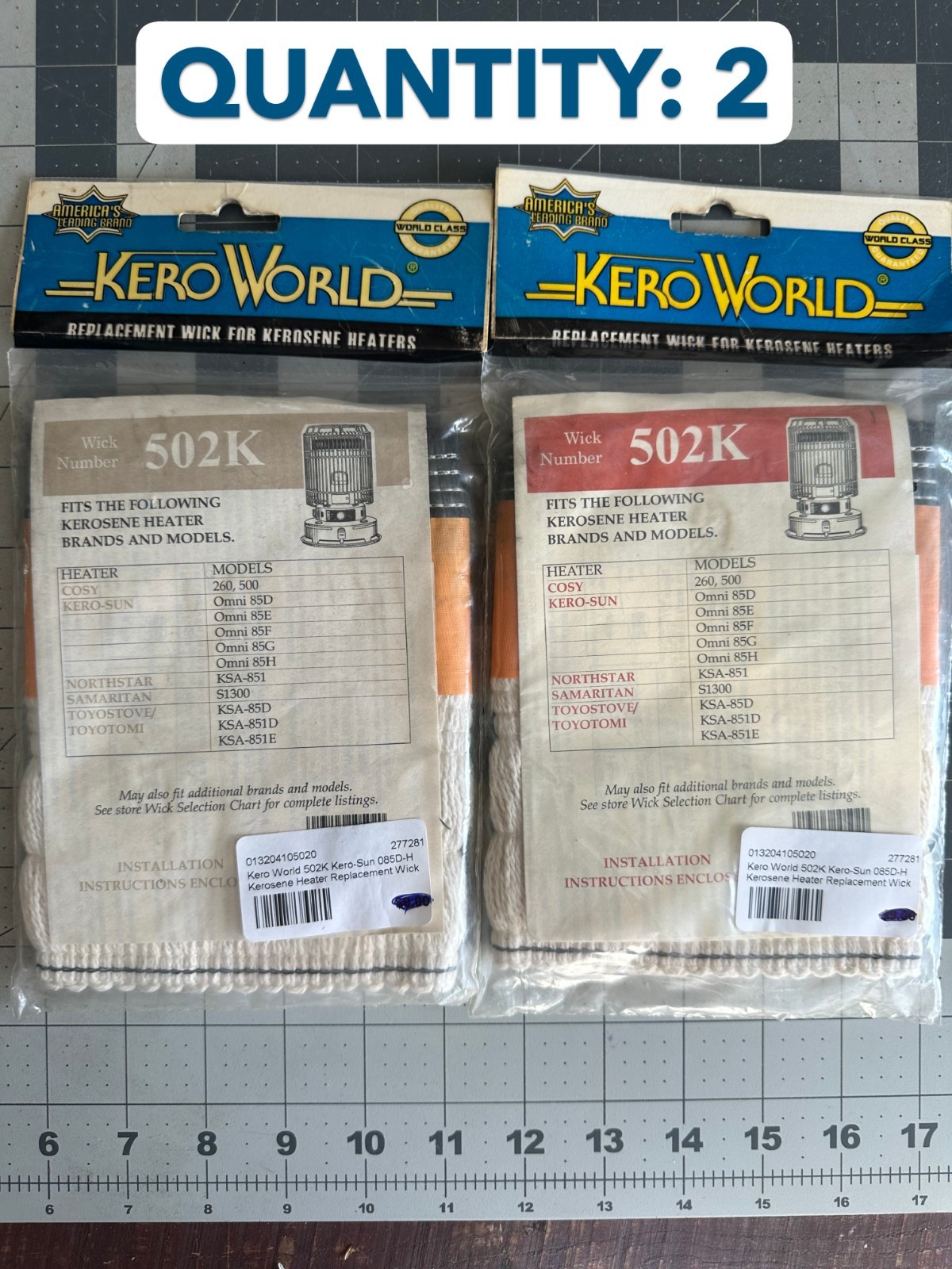 2-PACK lot Kero World Kerosene Heater Wick 502k Omni 85D E F G H KSA-851 S1300