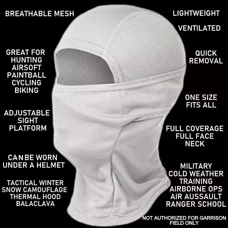 WINTER SNOW CAMOUFLAGE WHITE OUT LIGHTWEIGHT COLD WEATHER BALACLAVA GAITER HOOD