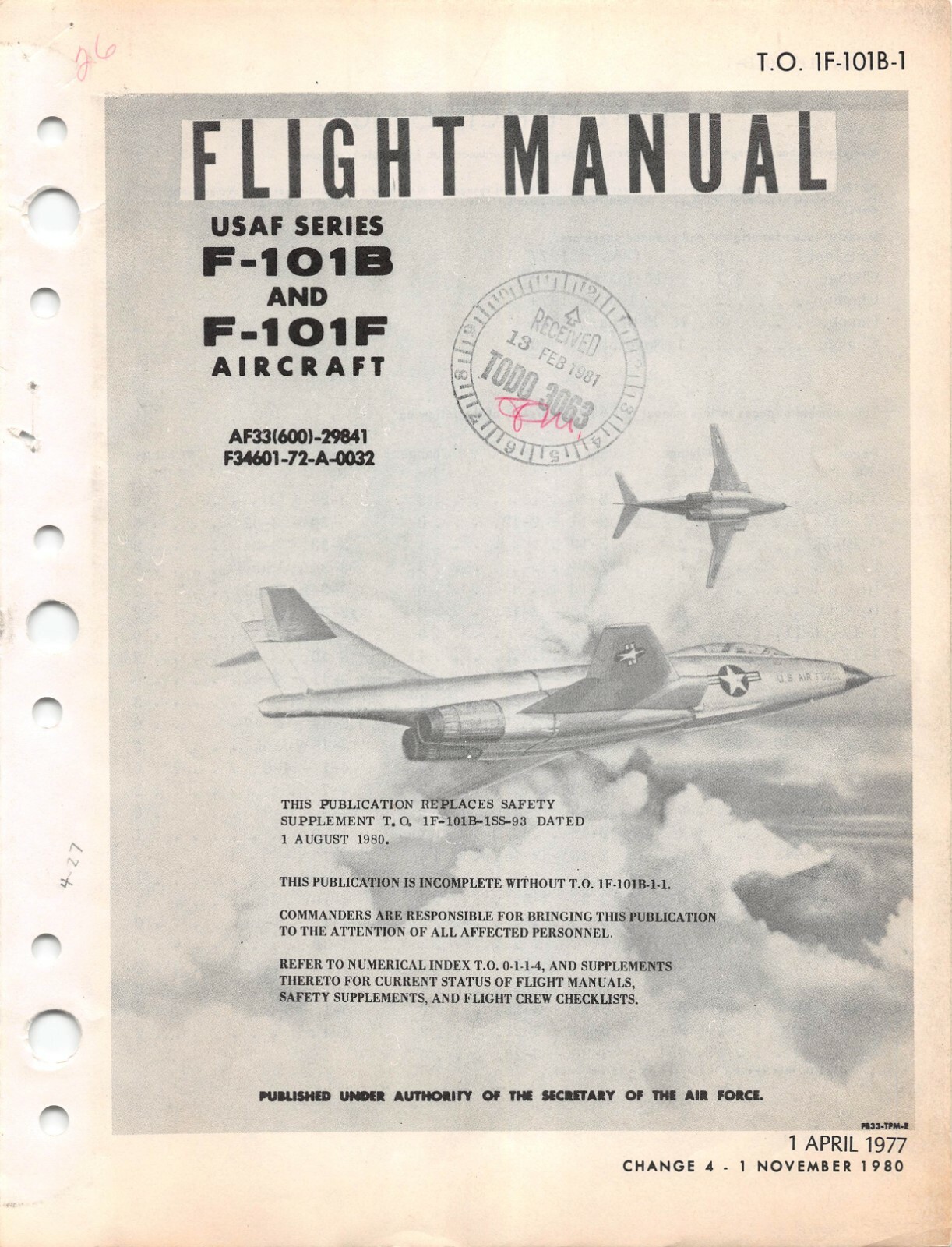 F-101B/F-101F Voodoo 1980 Flight Manual Pilot's Handbook - CD Version