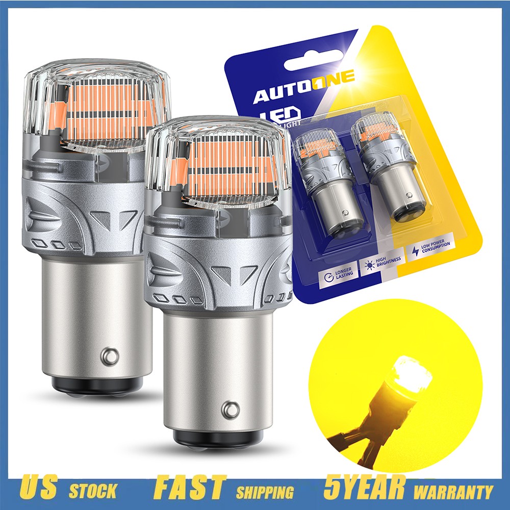 AUTOONE 1157 7528 Amber Yellow LED Turn Signal DRL Parking Light Bulbs Canbus