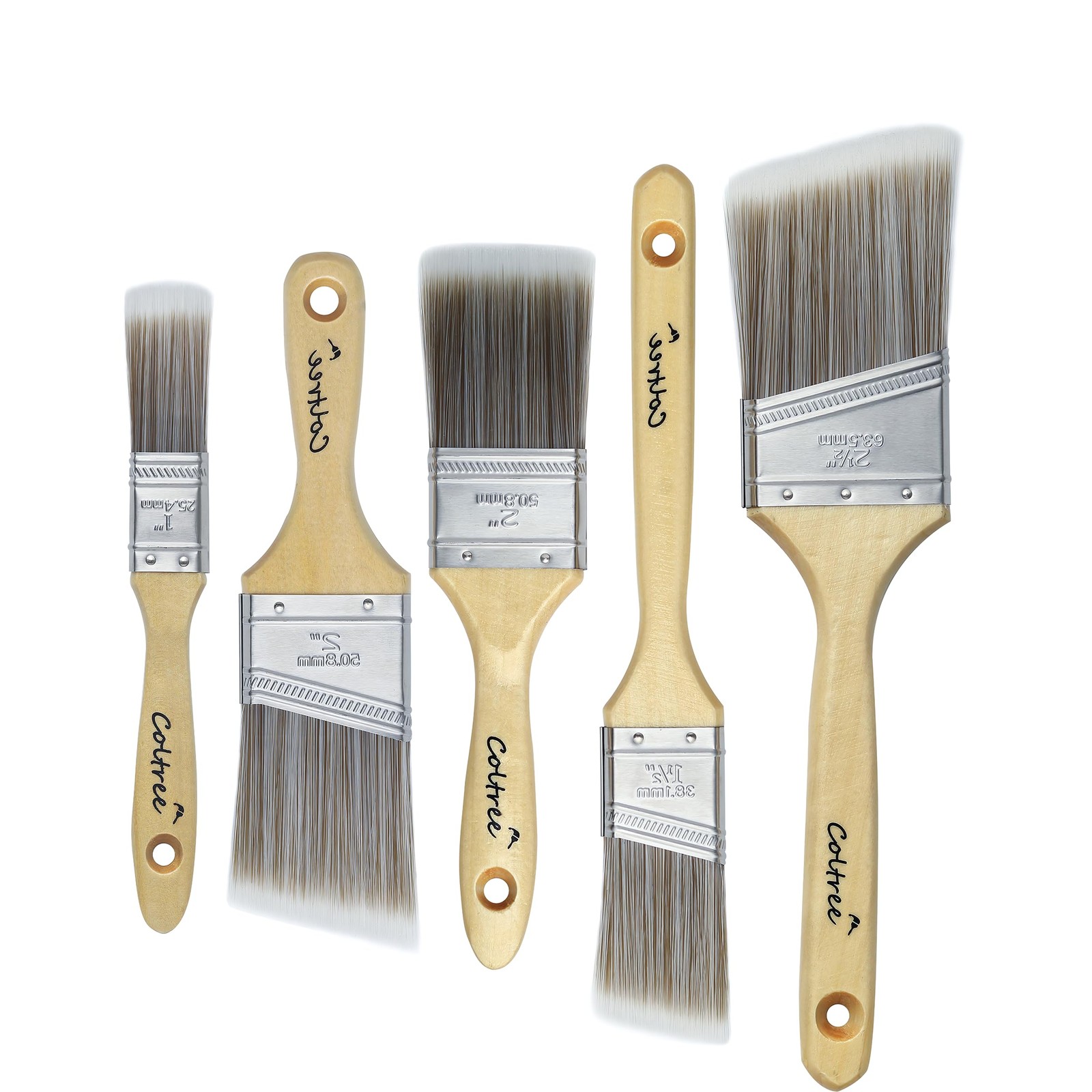 Paint Brushes Set 5 Pcs Flat And Angle Paintbrushes For Wall And Trim Suitable F