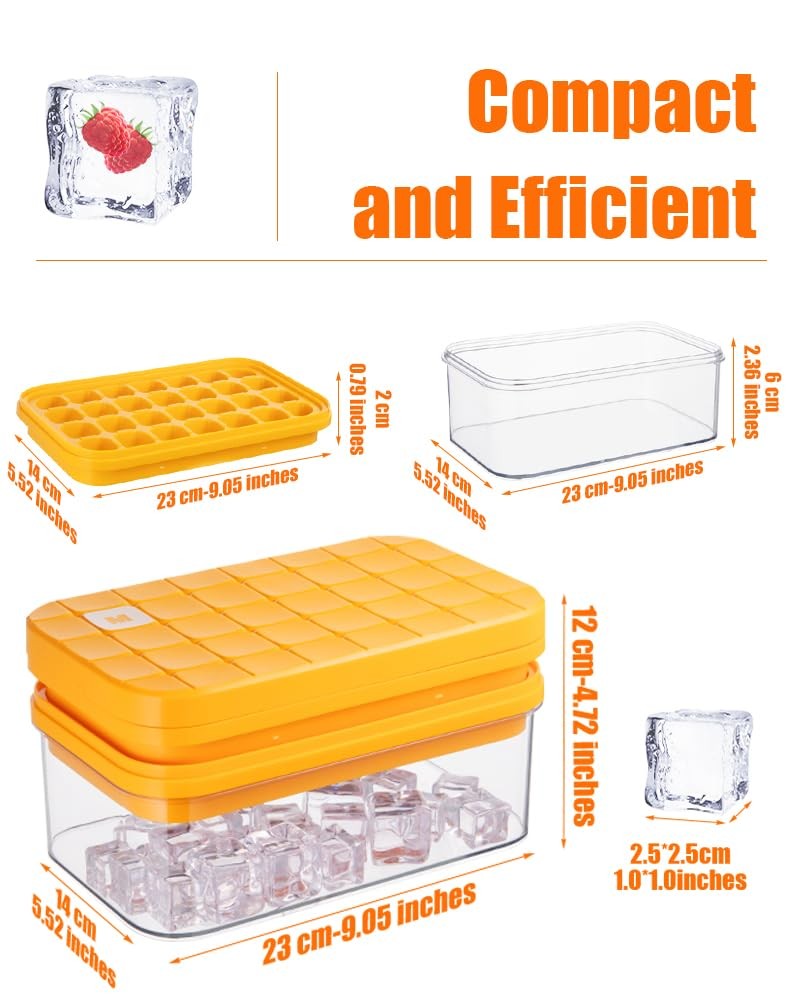 Ice Cube Tray with Lid&Bin, Ice Cube Mold with 56 Cubes, Stackable Ice Trays ...