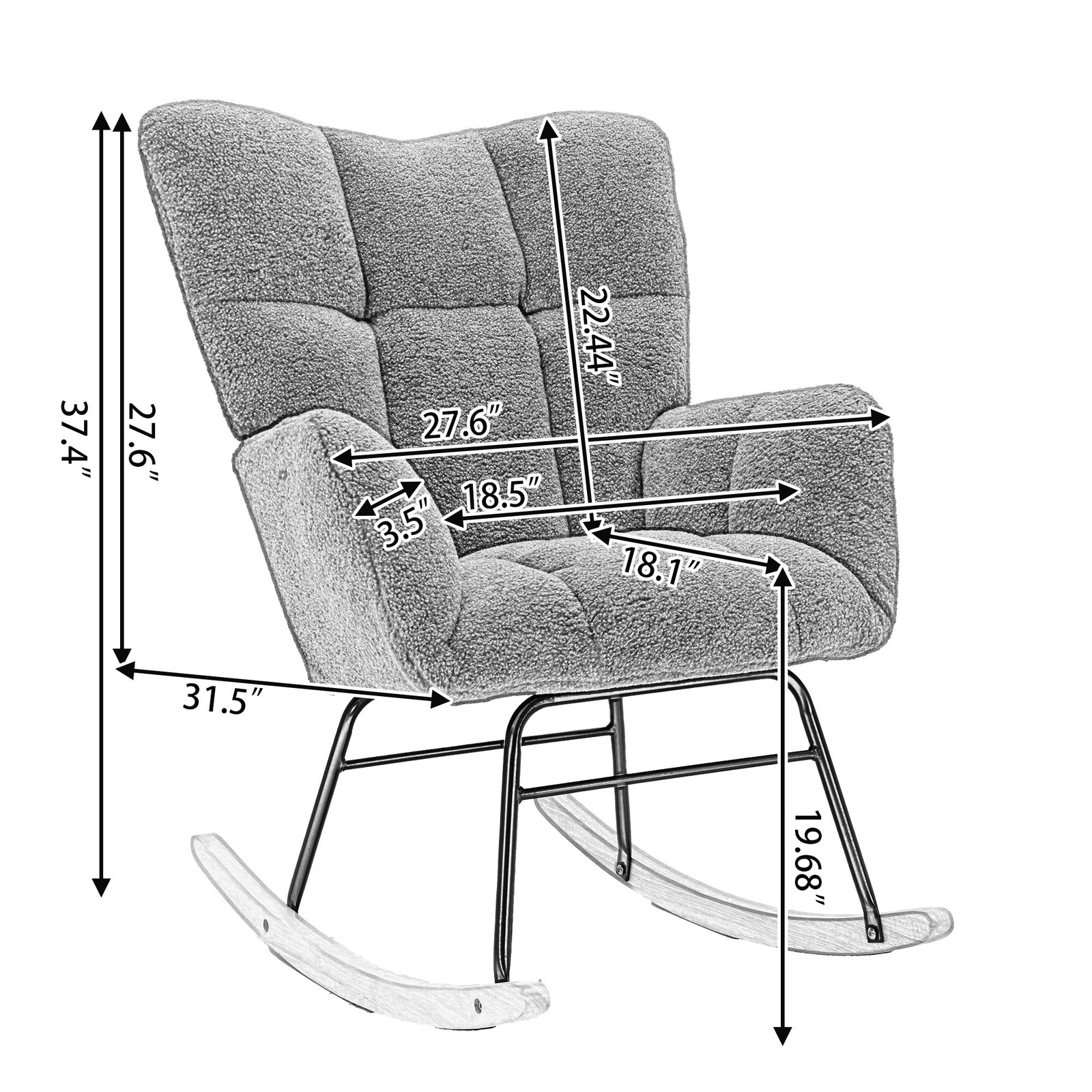 Teddy Fabric Rocking Glider Nursery Chair,Upholstered Glider Living Room Chair
