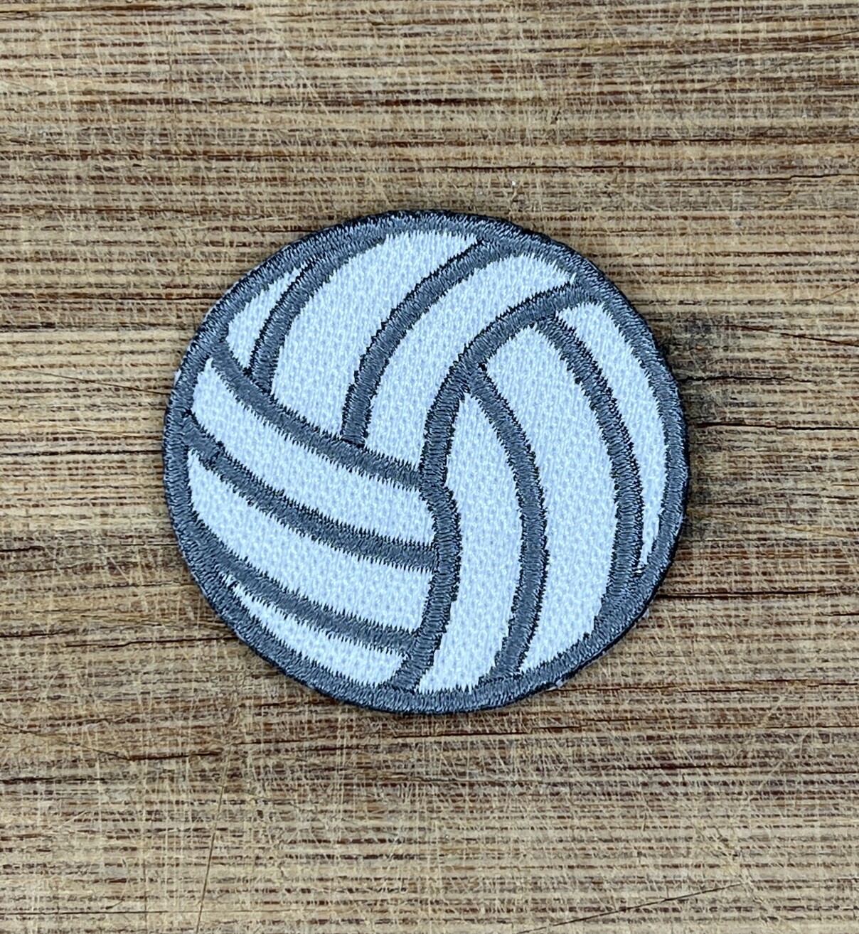 Iron-On Volleyball Patch 2 Inches White Gray Indoor Beach Game Accessory