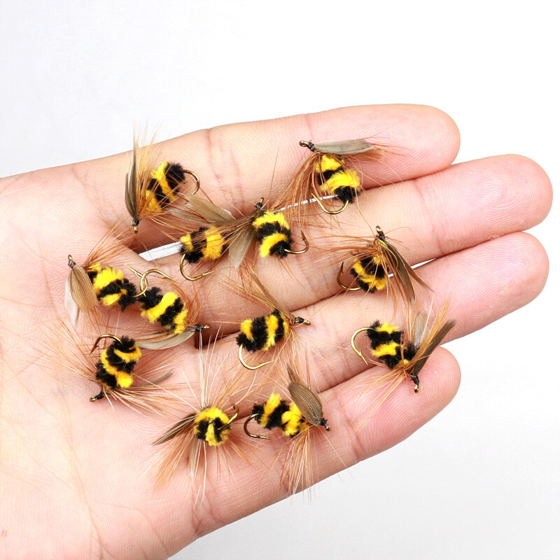 20PCS Bumble Bee Fishing Bait Fly Troutl Fishing Lures Insect Hook #10