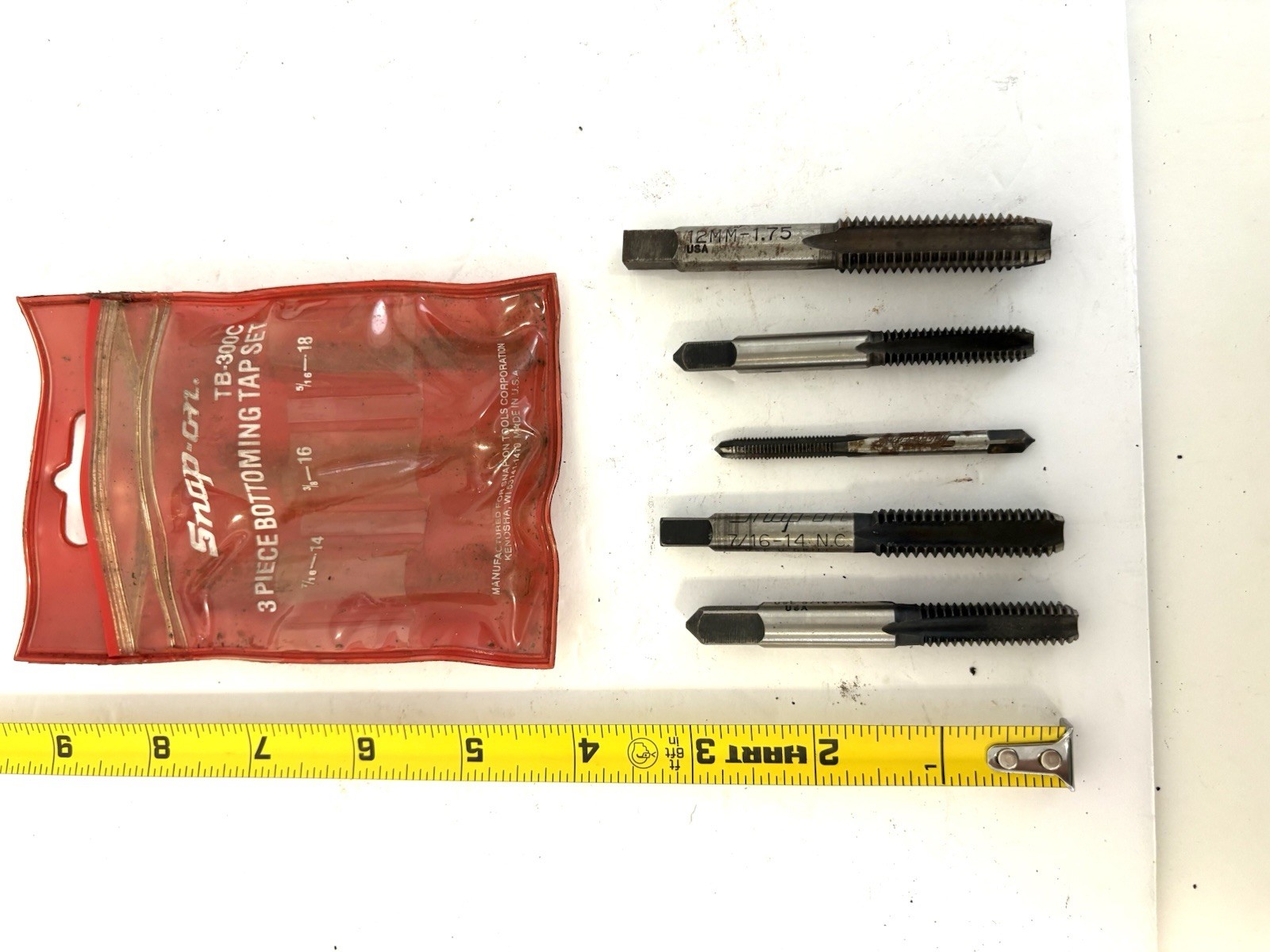 Snap-On Tools TB300C 3-Piece BOTTOMING TAP SET USA PLUS TWO EXTRAS!!!