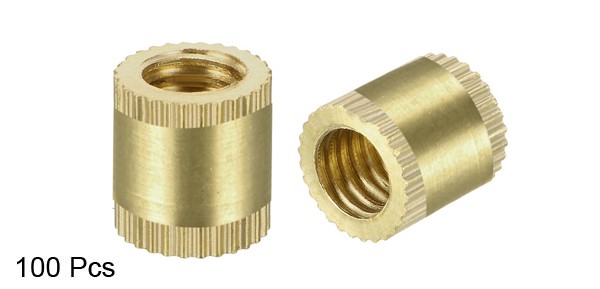 M6 x 10mm (L) x 8.5mm (OD) Brass Knurled Threaded Insert Embedment Nuts, 100 X