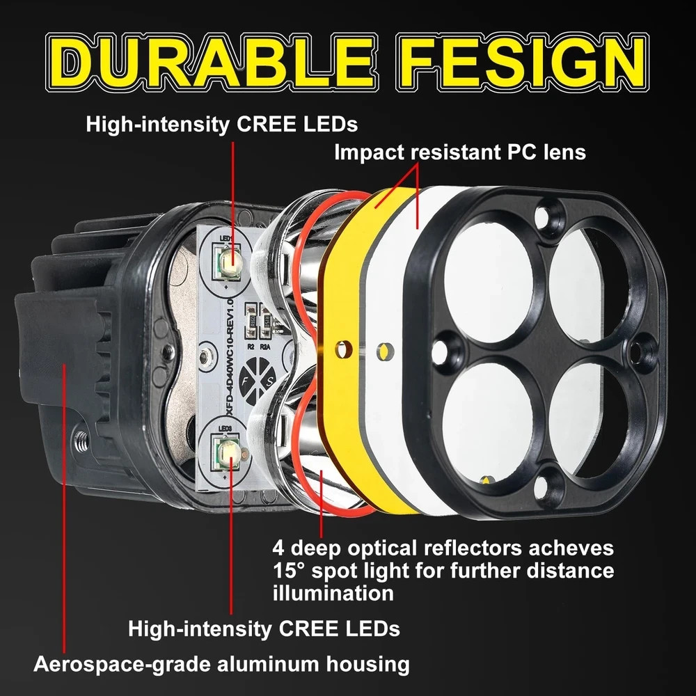 POD Lights & Ditch Lights System: 3-4 Inch LED Off Road Lights with Plug & Pl...