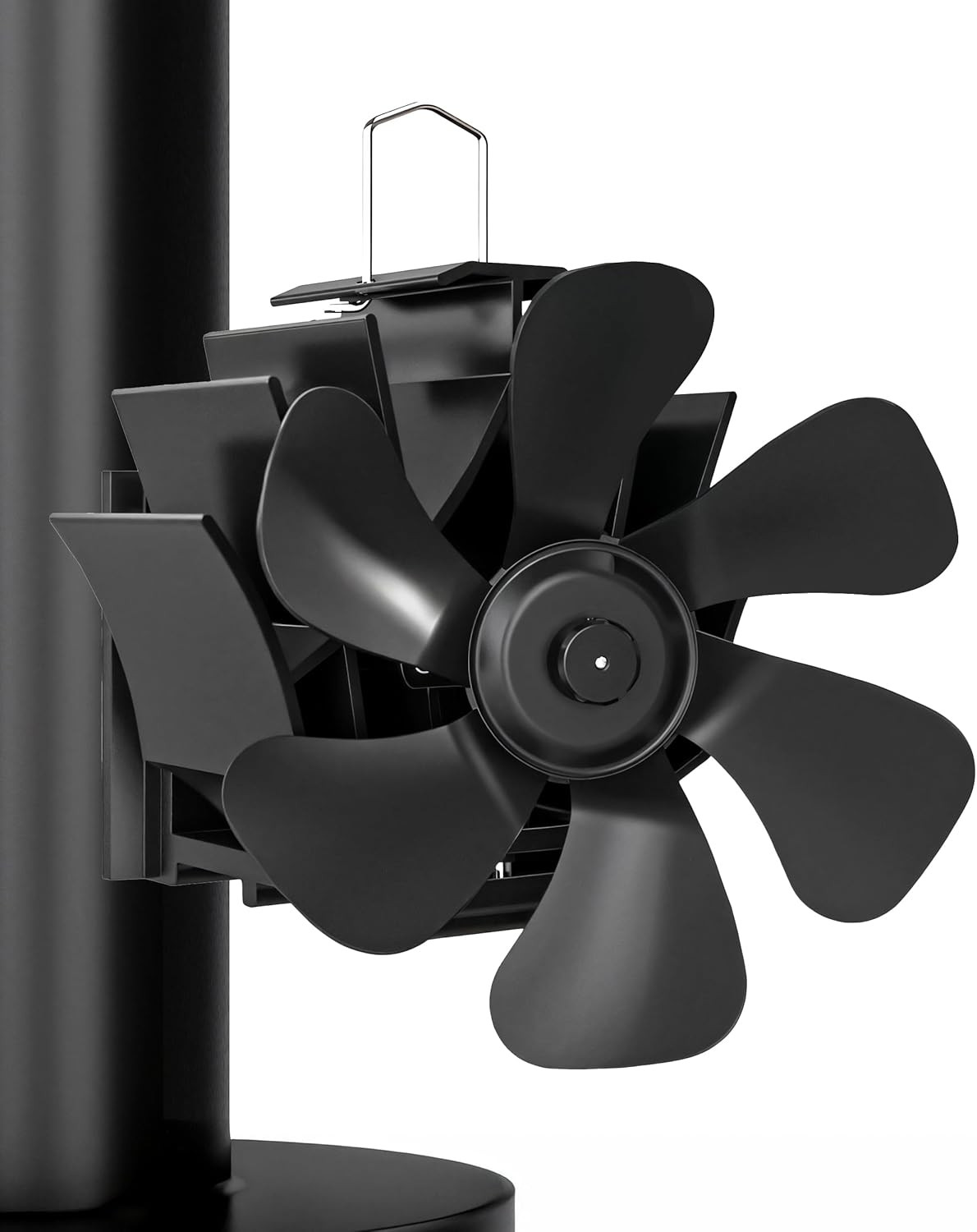 Wood Stove Fan Magnetically Flue Pipe Mounted, Heat Powered 6 Blades Fan, Non El