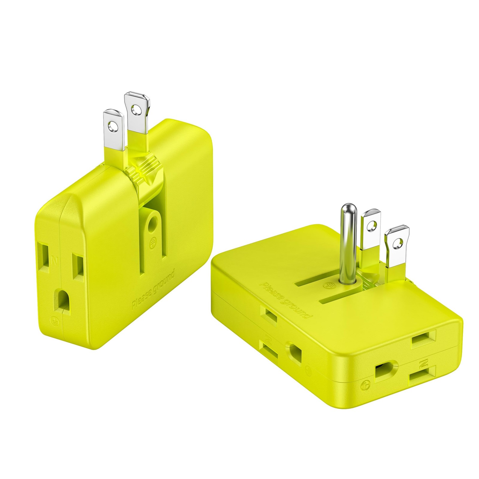2 Pack Plug Splitter - 3 Prong Wall Adapter with 2 to 3 Prong Outlet Converte...