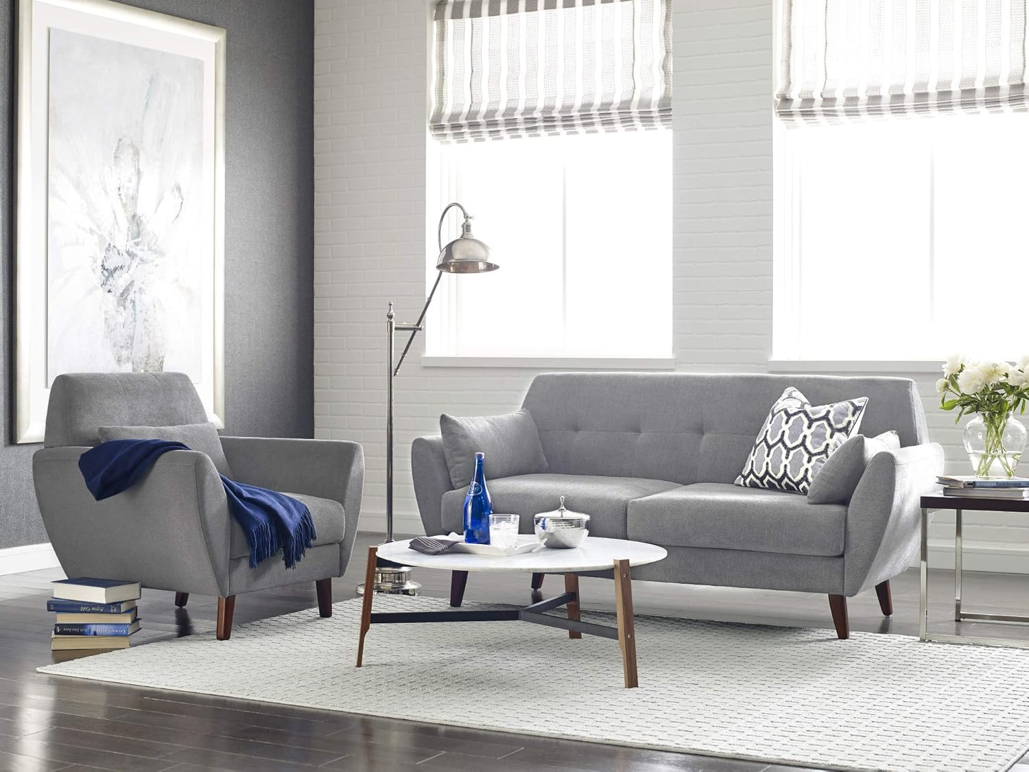 Artesia Midcentury Armchair - Easy Clean Microfiber, Light Gray