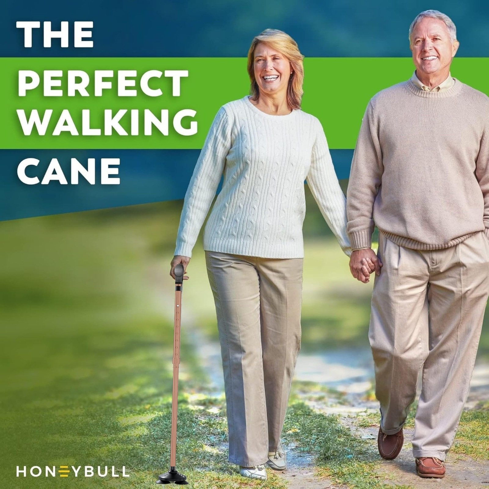Walking Cane for Men & Women Foldable, Adjustable, Heavy Duty, Free Standing,...