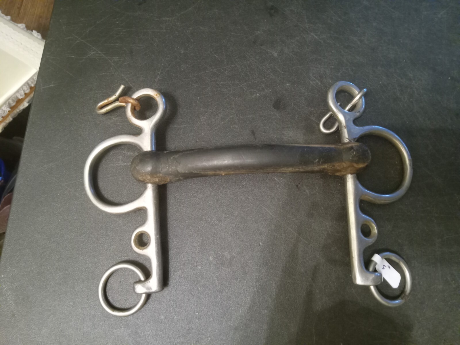 Used loose  cheek Pelham bit vulcanized mouth nickel 5 in
