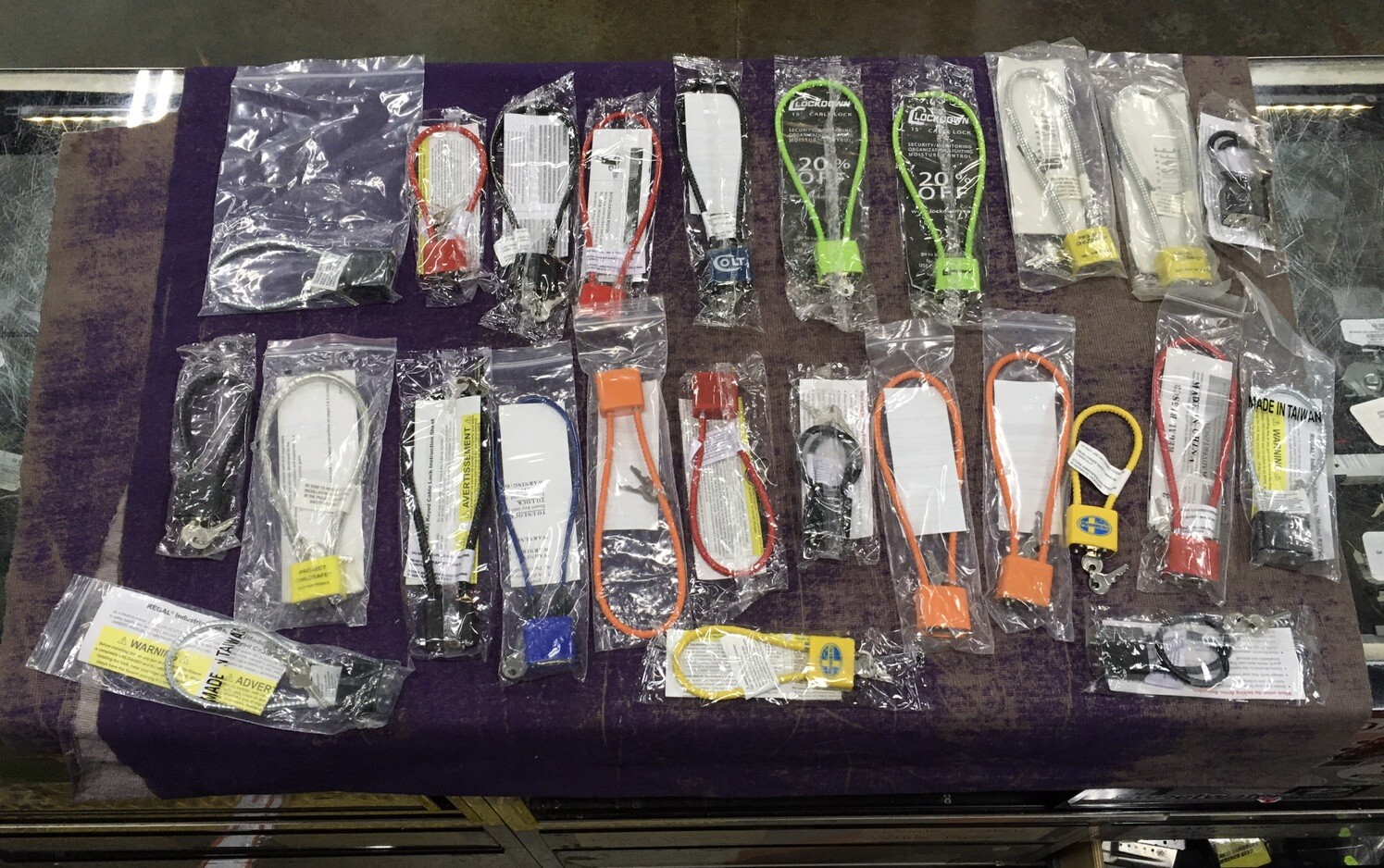 Lot of 25 - Mix of Safety Firearm Handgun Cable Locks