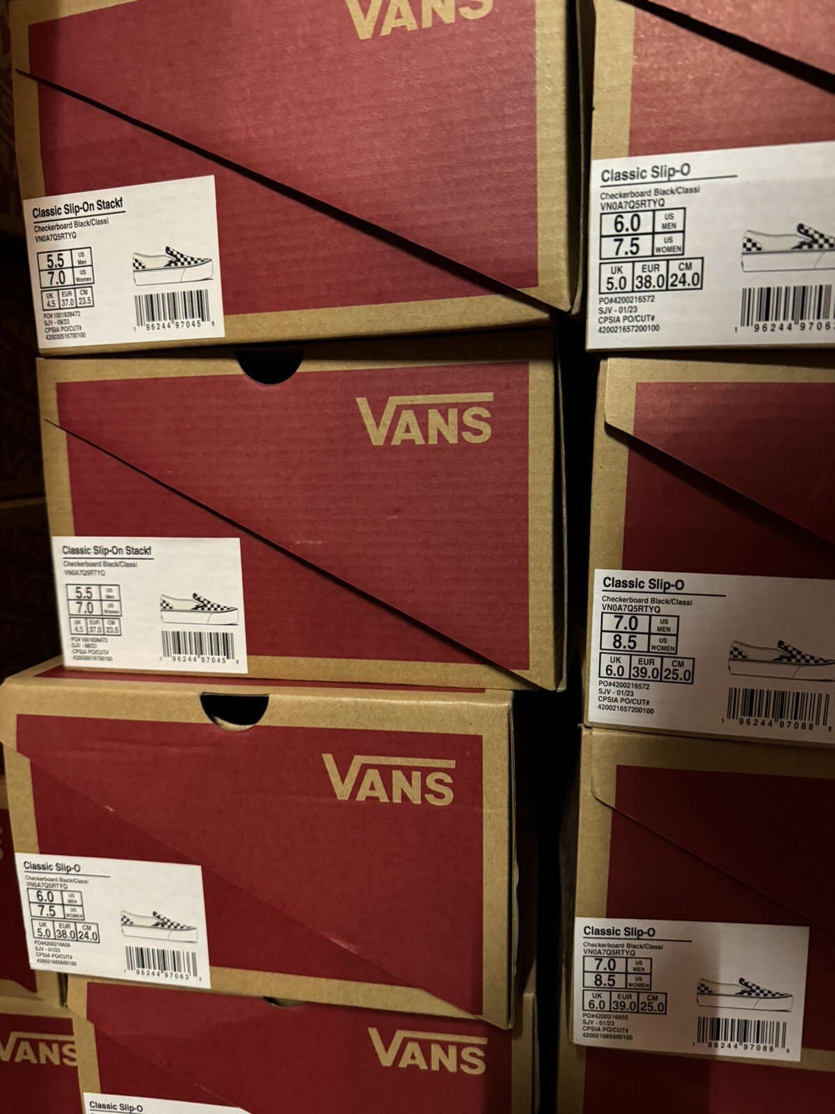 Vans Classic Slip on Stackform Women's SIZE 6-10 34mm platform checkerboard