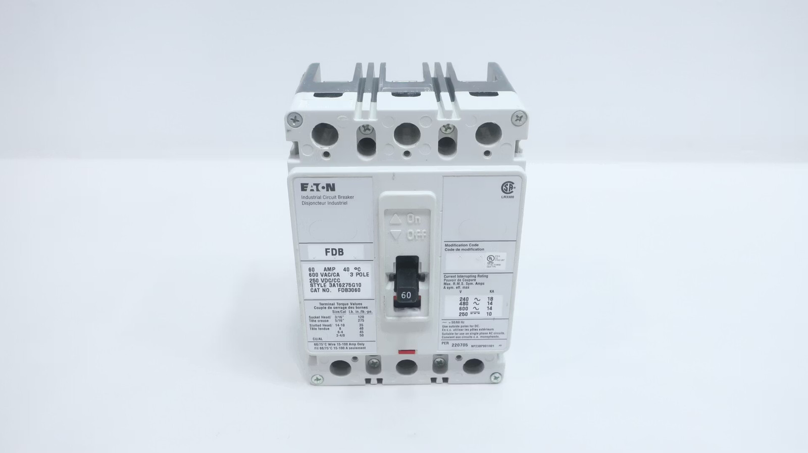 Eaton FDB3060 Molded Case Circuit Breaker 60a 600v-ac 3p