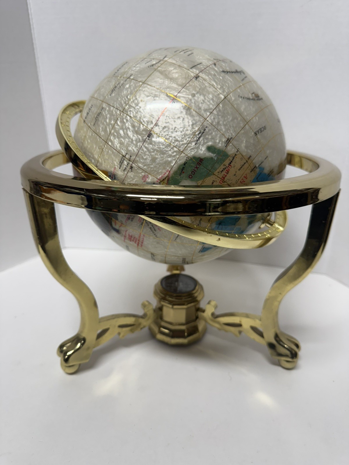 World Globe- Decorative Desktop Globe Gold Frame with Compass