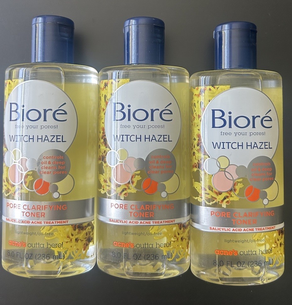 Biore Witch Hazel Pore Clarifying Toner - Set of 3, 6.0 fl oz Each, Skin Care
