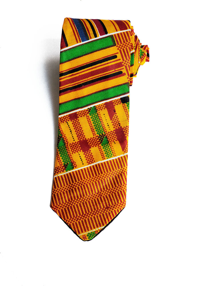 Kente African Print Necktie with Pocket Square