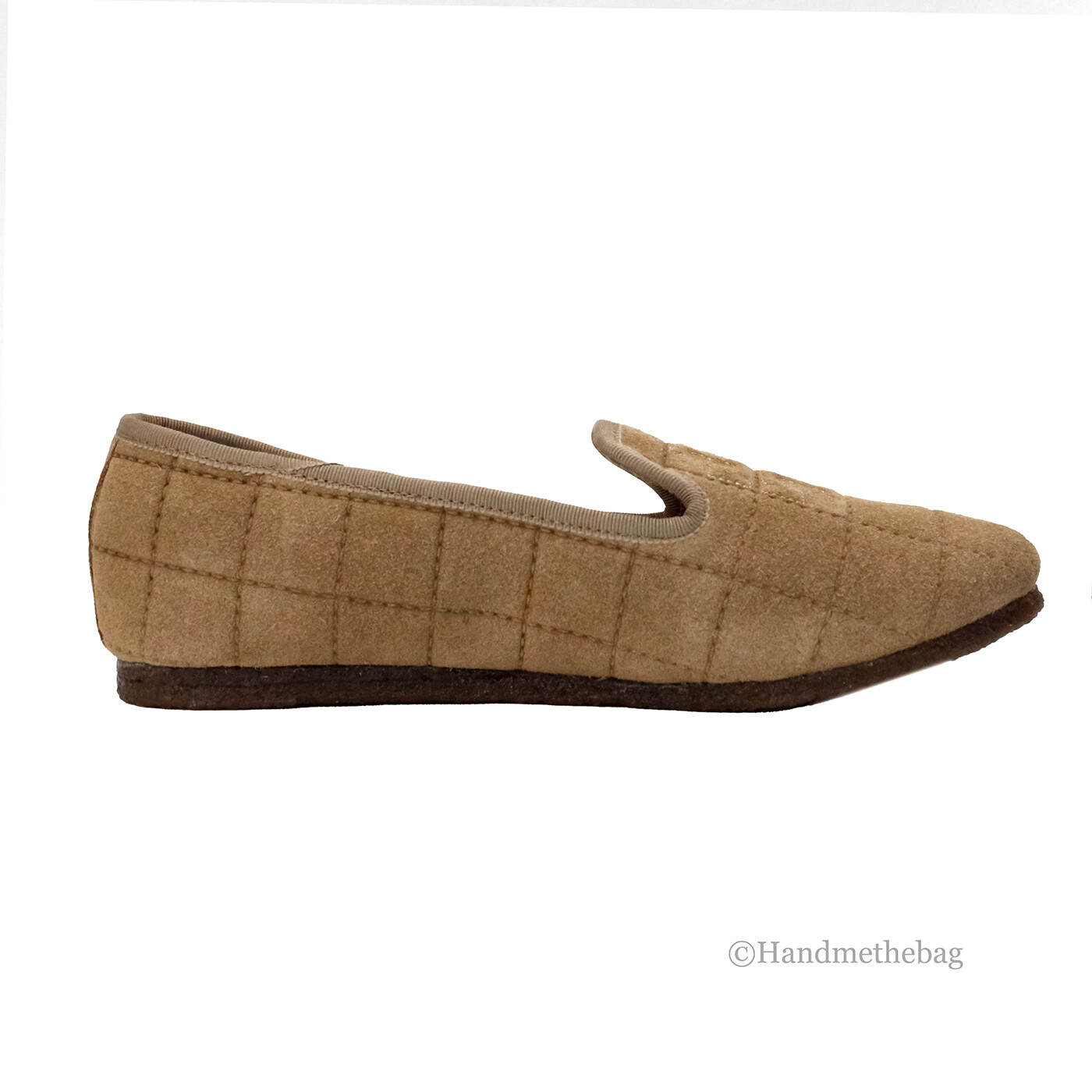 Tory Burch 52789 Cowley Slipper Camel Brown Deep Split Suede Slip On Shoes