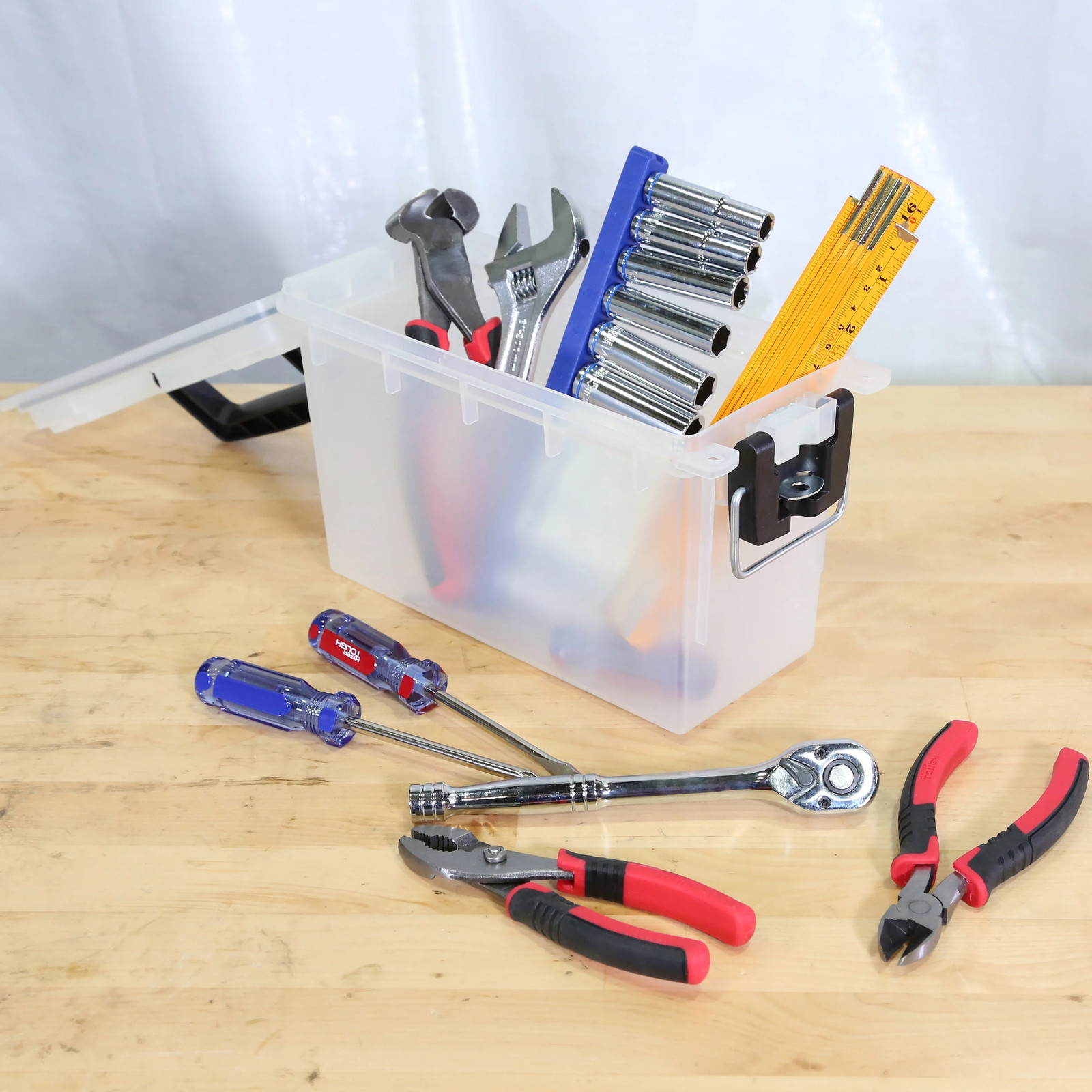 Locking Stacking Utility Tool Box Durable Plastic Storage