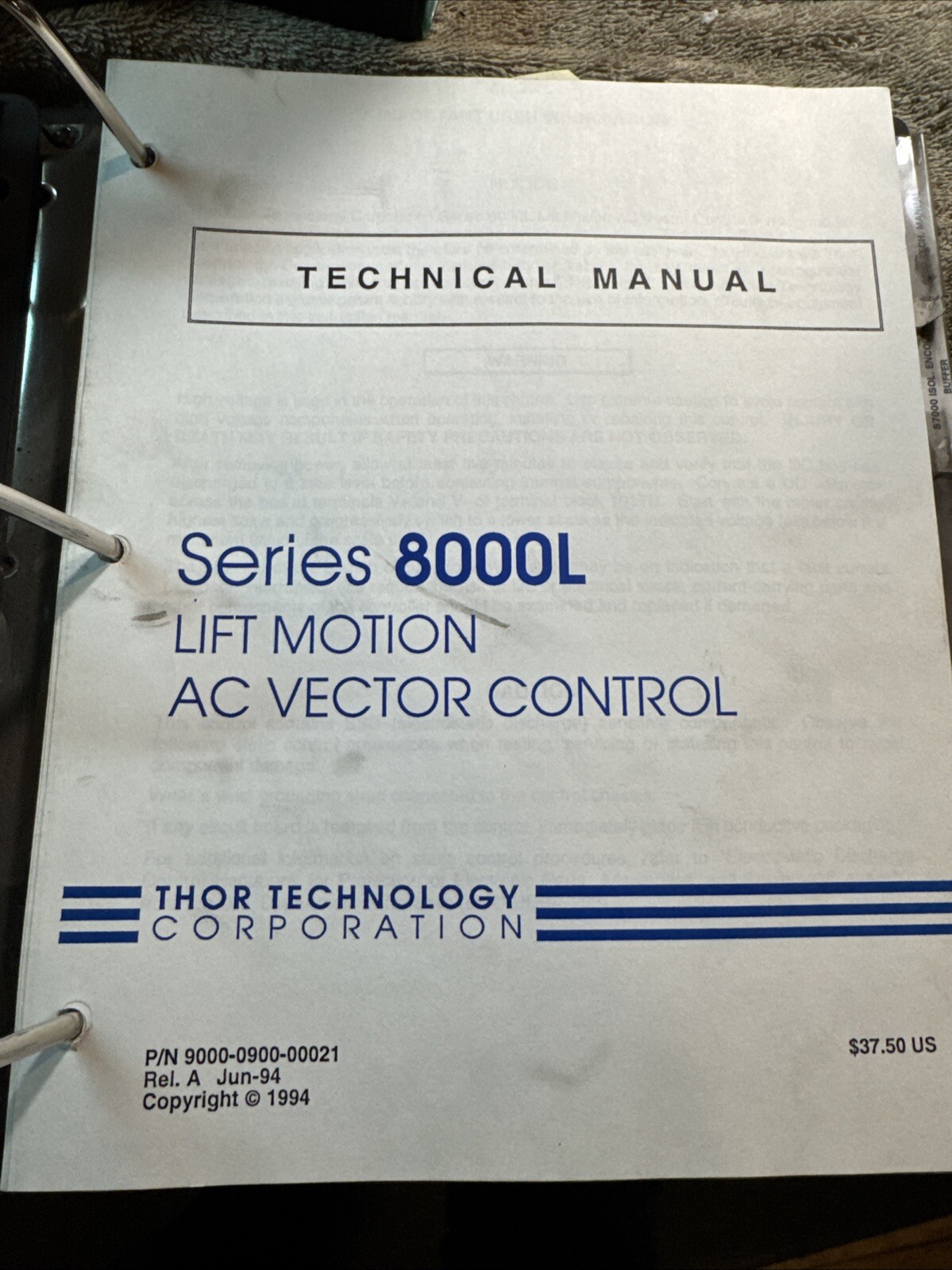 Thor Drives Service manual 7000/8000L, AC Vector Control. Technical Instructions