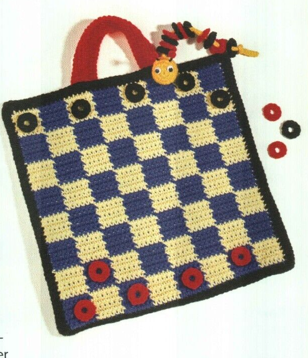 2-IN-1 GAMES TIC TAC TOE & CHECKERS TOY CROCHET PATTERN INSTRUCTIONS