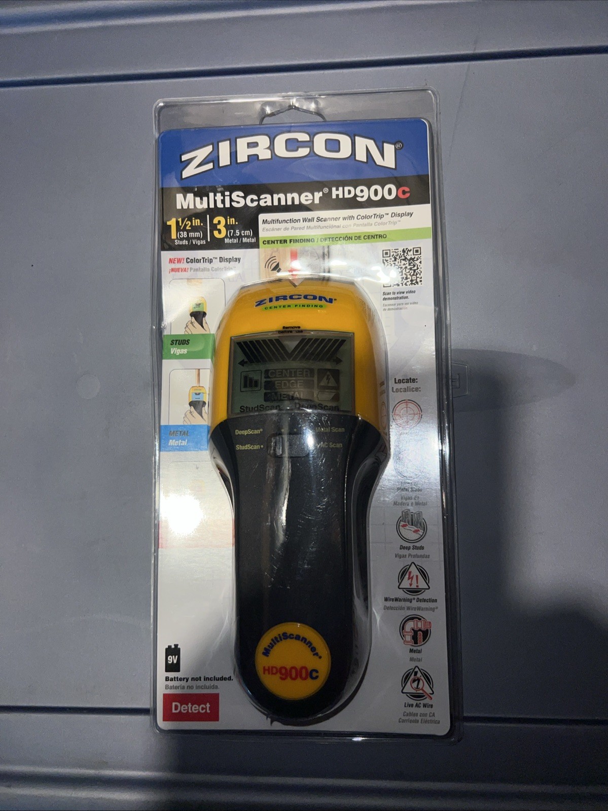 Zircon MultiScanner HD900C OneStep Center Finding Wall Color Display Stud Finder