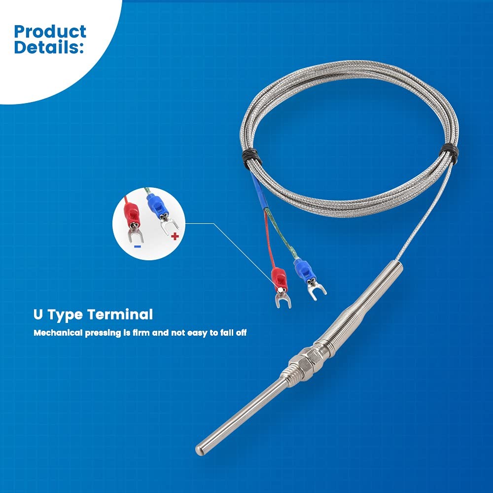 K-Type Thermocouple Temperature Sensor 0-600°C 2M Wire 50mm Probe