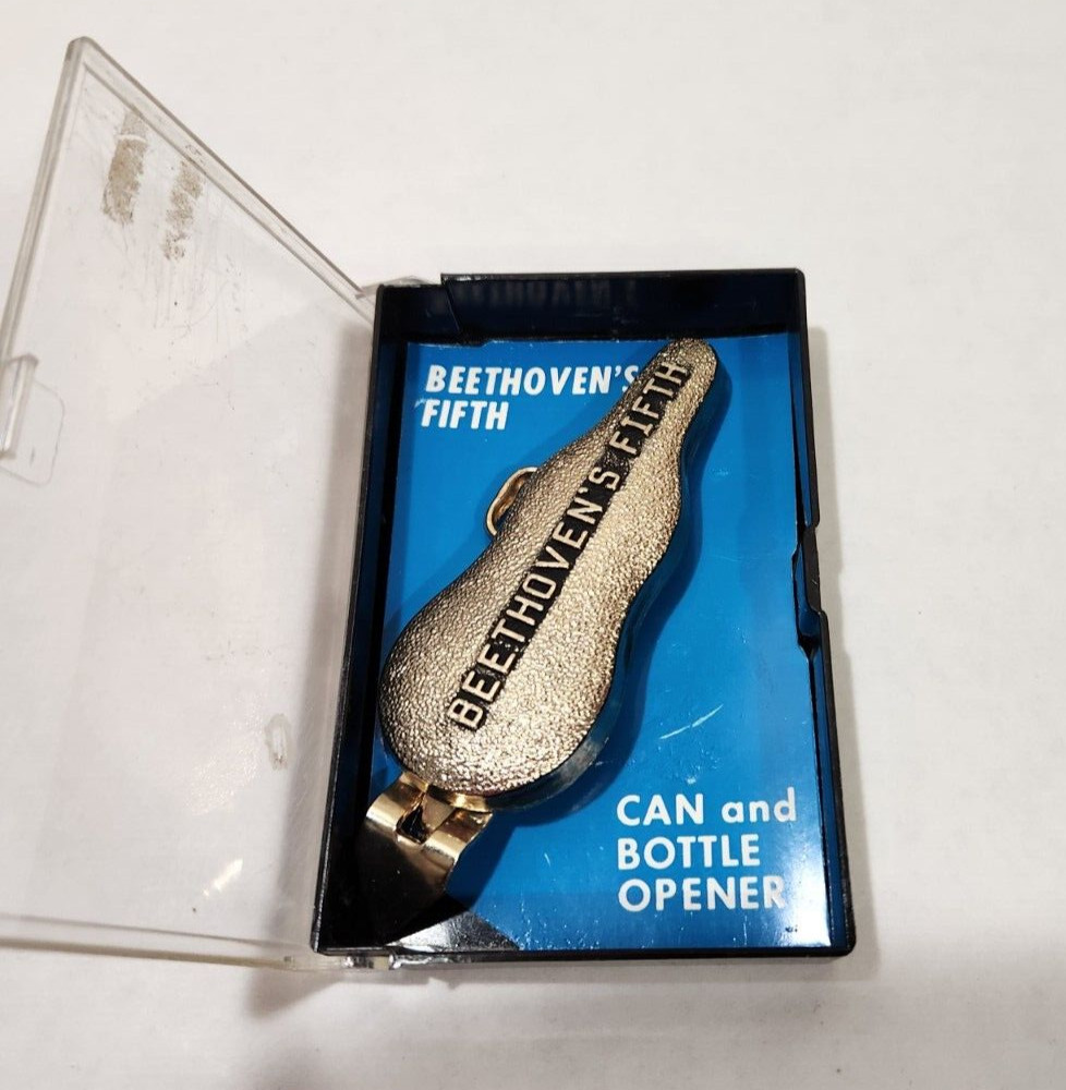 BEETHOVEN’S FIFTH VIOLIN CASE CAN AND BOTTLE OPENER SOUVENIR with case