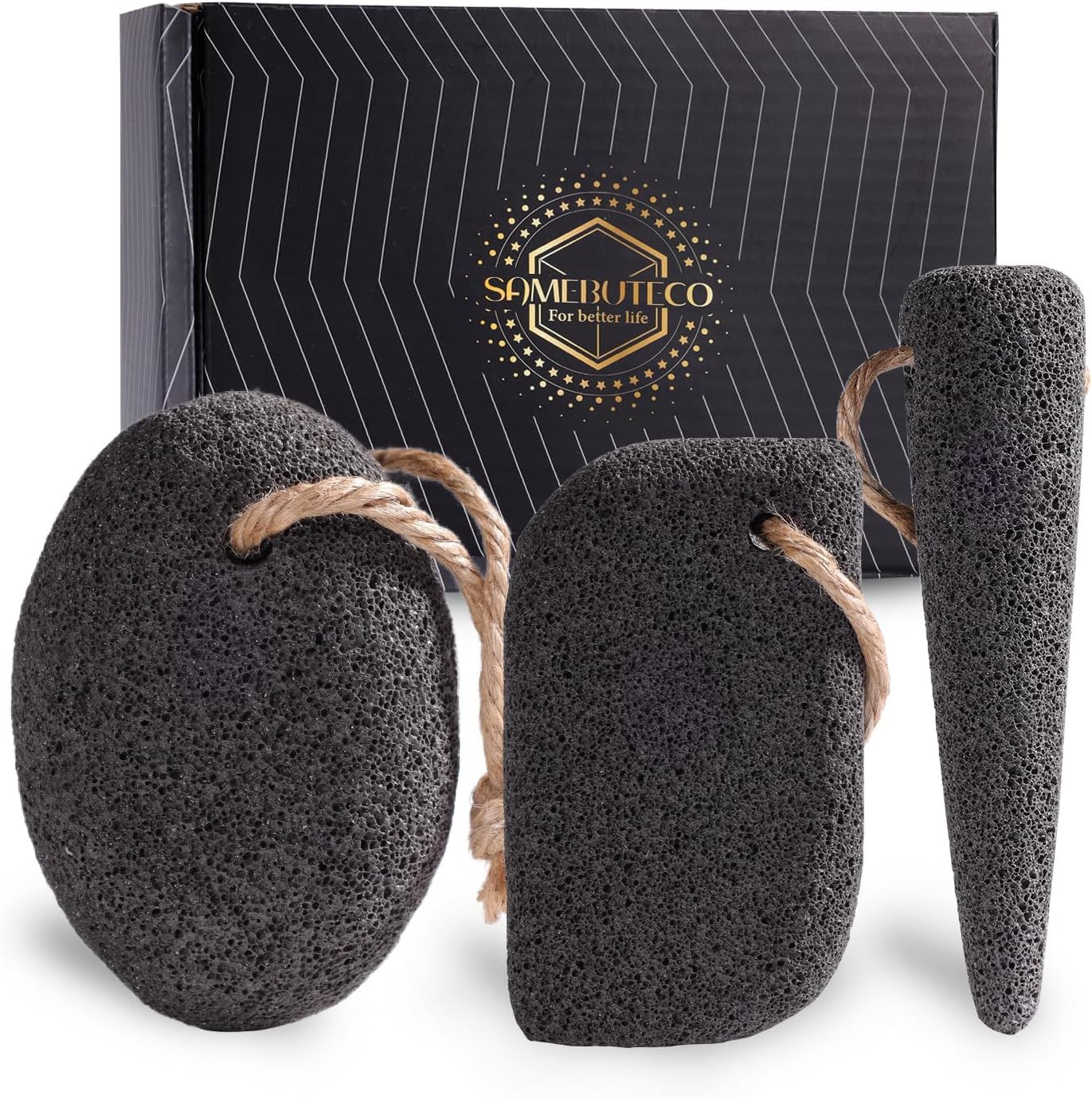 SAMEBUTECO 3 Shapes Natural Volcanic Pumice Stone for Feet Pumice Cleaning Stone