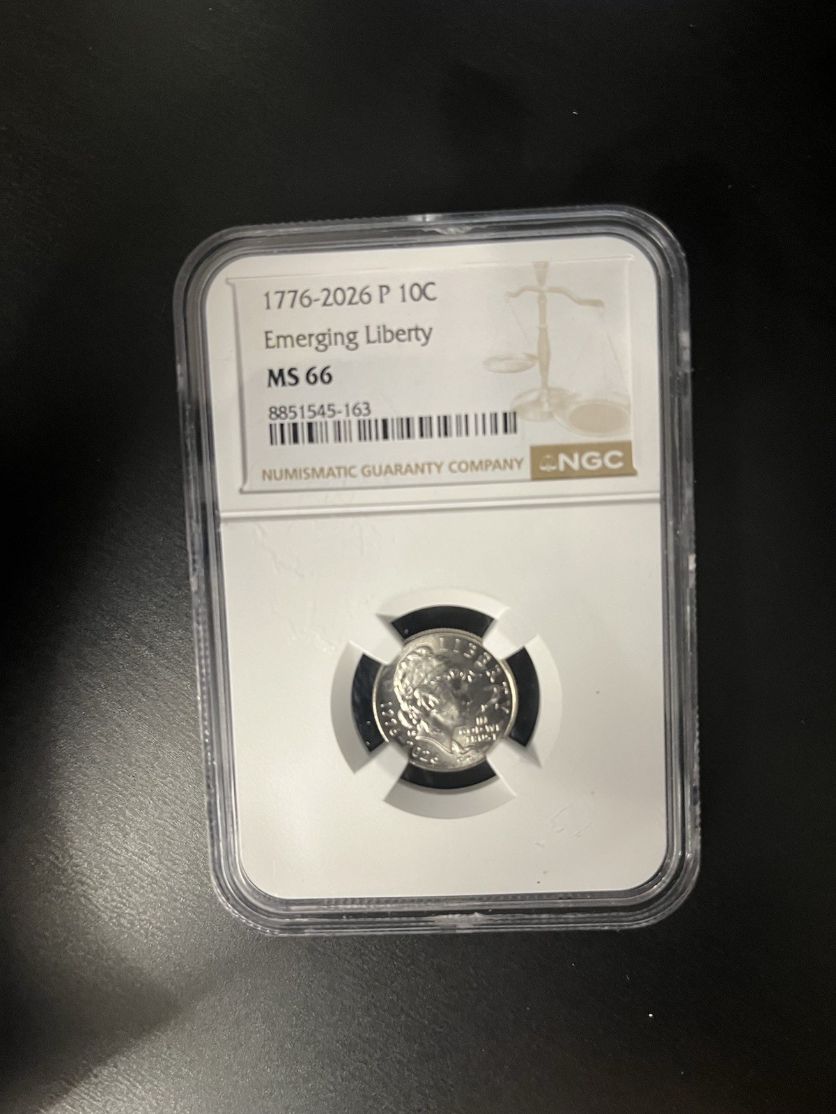 1776- 2026 P - 10C-EMERGING LIBERTY DIME  NGC MS66